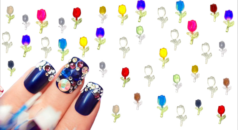 3D Mini Tulip Flower Nail Art Charms Decor for Manicure DIY Crafts Jewelry Accessories